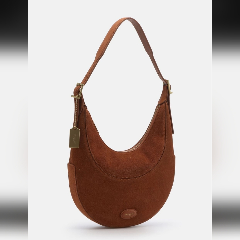 NWT Moncrief London Mylah Cognac Suede Handbag